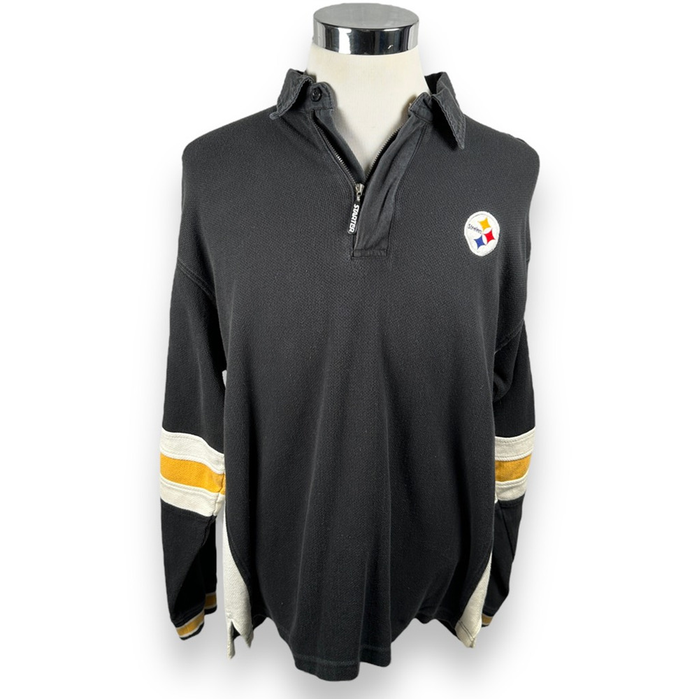 Vintage Starter Pittsburgh Steelers Men XL Pro Line 1/4 Zip Pullover Shirt Black